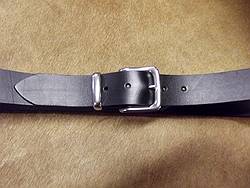 solid leather belt with S/S buckle set,  black